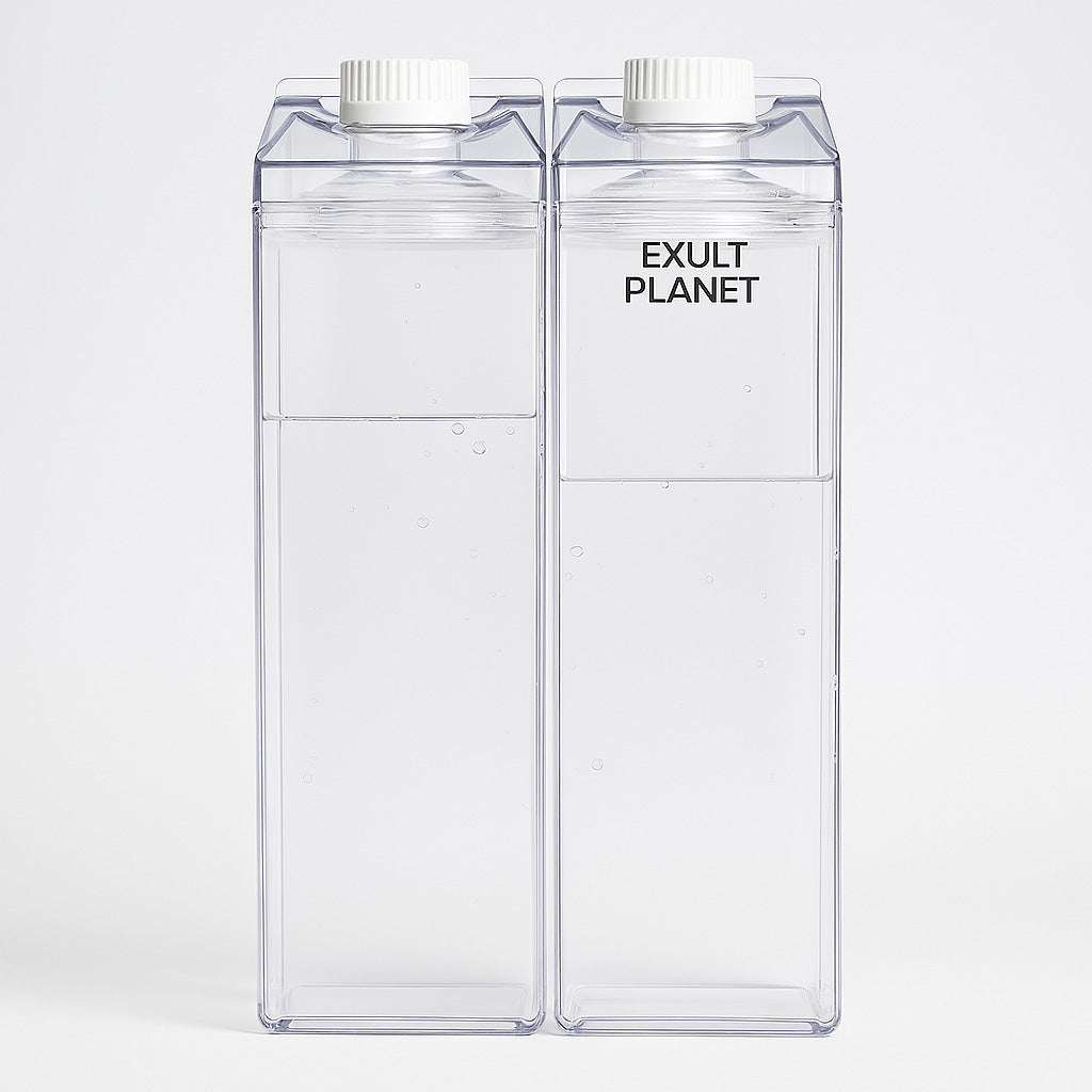 Transparent Rectangular Reusable Water Bottle - Eco-Friendly Hydration Solution