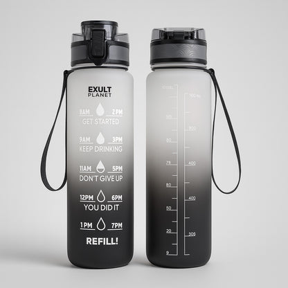 Hydration Time-Marker Water Bottle - Eco-Friendly, BPA-Free, 1L Capacity