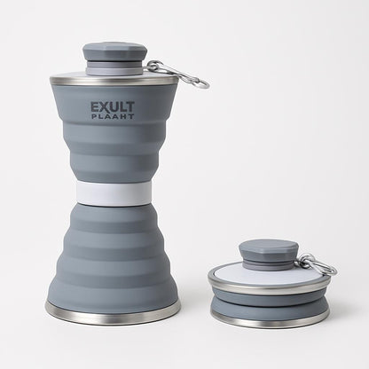 Light Blue Collapsible Silicone Water Bottle - Eco-Friendly & Space-Saving