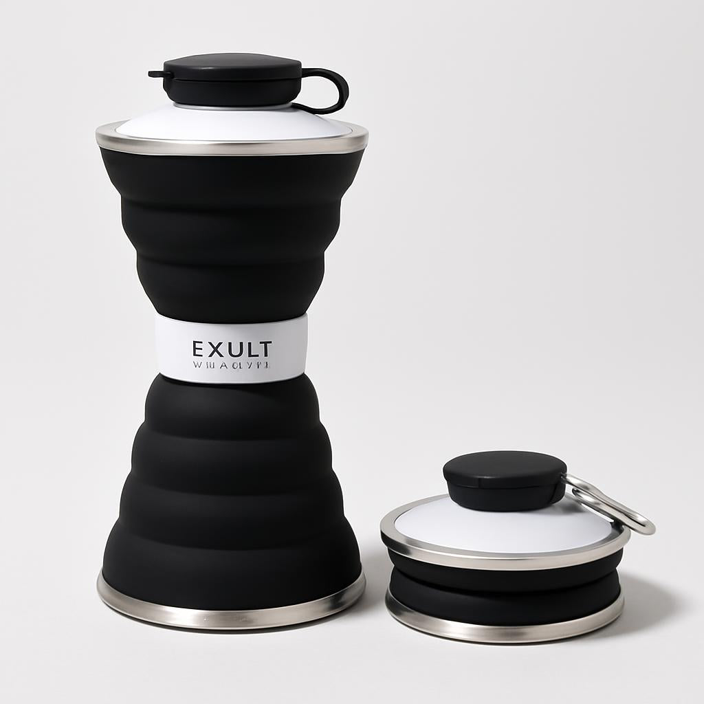 Light Blue Collapsible Silicone Water Bottle - Eco-Friendly & Space-Saving