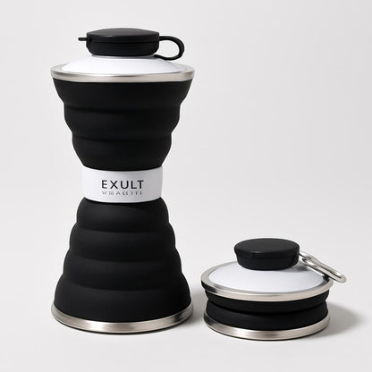 Light Blue Collapsible Silicone Water Bottle - Eco-Friendly & Space-Saving