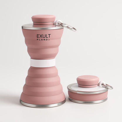 Light Blue Collapsible Silicone Water Bottle - Eco-Friendly & Space-Saving