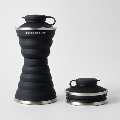 Light Blue Collapsible Silicone Water Bottle - Eco-Friendly & Space-Saving