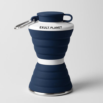 Light Blue Collapsible Silicone Water Bottle - Eco-Friendly & Space-Saving