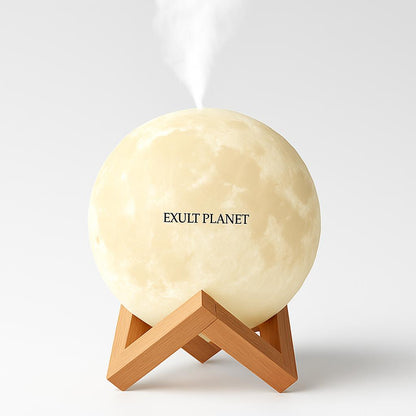 Moon-Shaped Humidifier with Wooden Stand for Aromatherapy