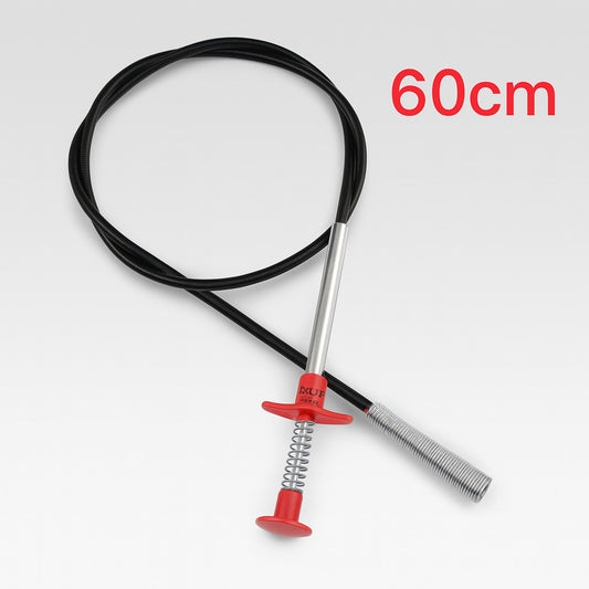 Eco-Friendly Drain Clog Remover Tool - Metal Shaft, Red Handle, 60cm