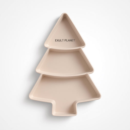 Eco-Friendly Bamboo Christmas Tree Serving Platter with Ceramic Dishes
