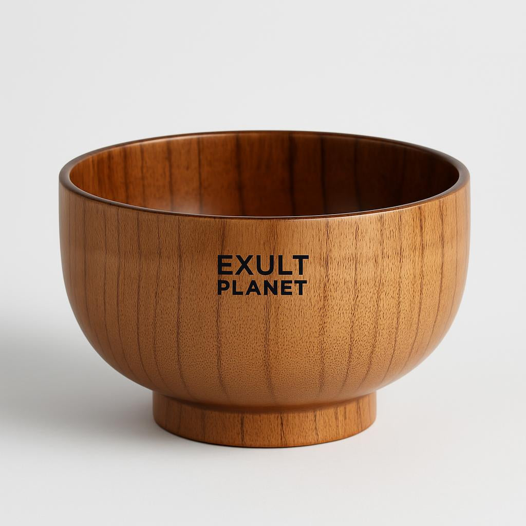 Eco-Friendly Wooden Bowls and Cup Set - Natural, Stackable, Biodegradable