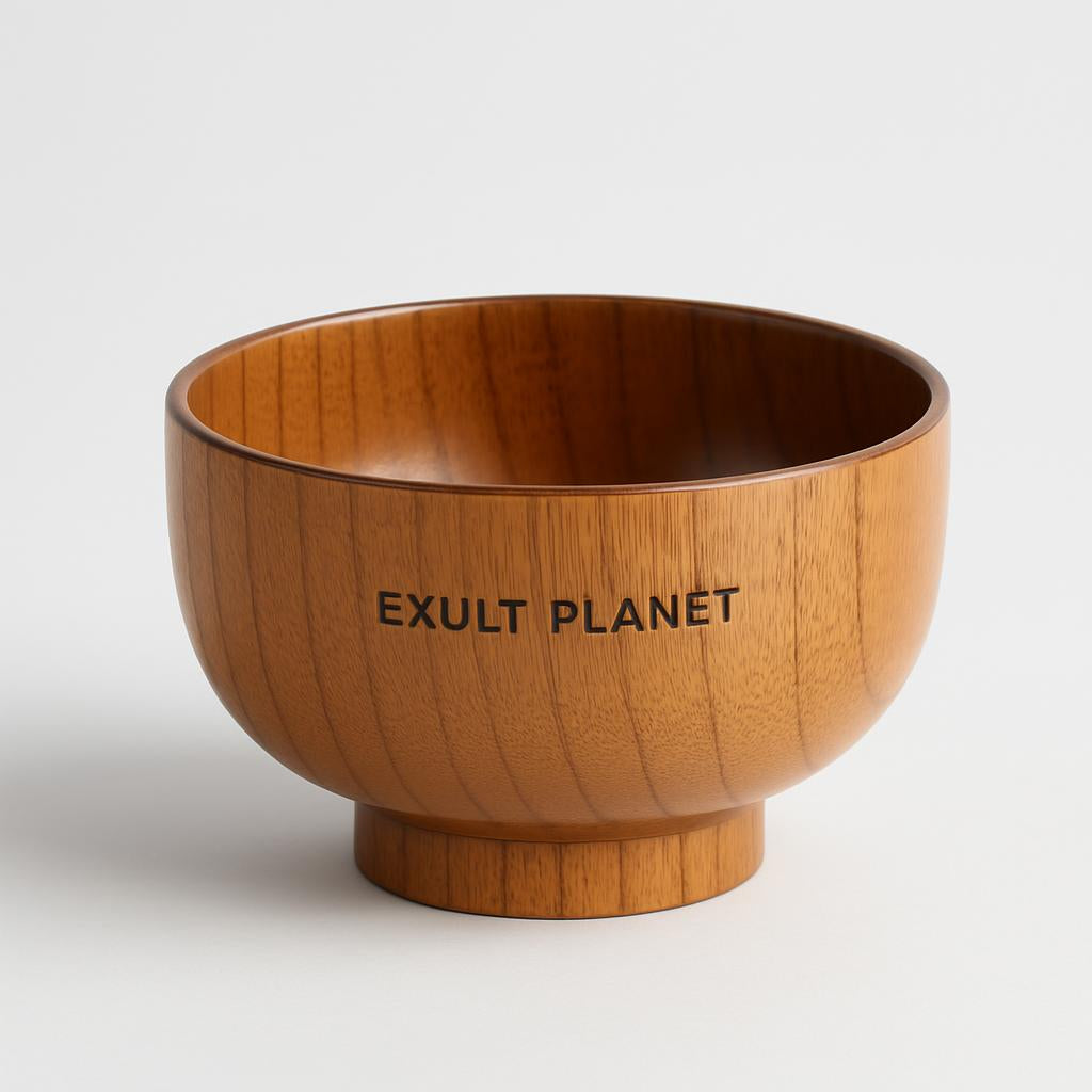 Eco-Friendly Wooden Bowls and Cup Set - Natural, Stackable, Biodegradable