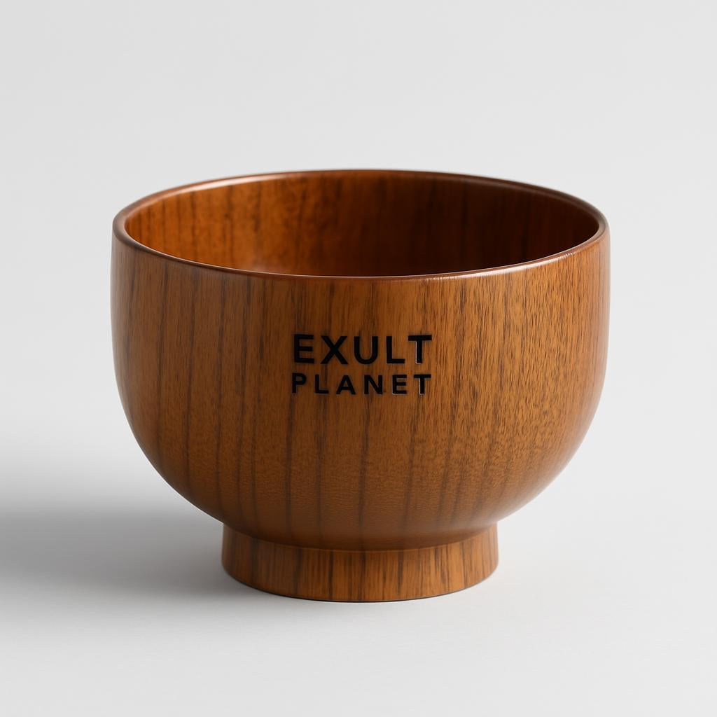 Eco-Friendly Wooden Bowls and Cup Set - Natural, Stackable, Biodegradable