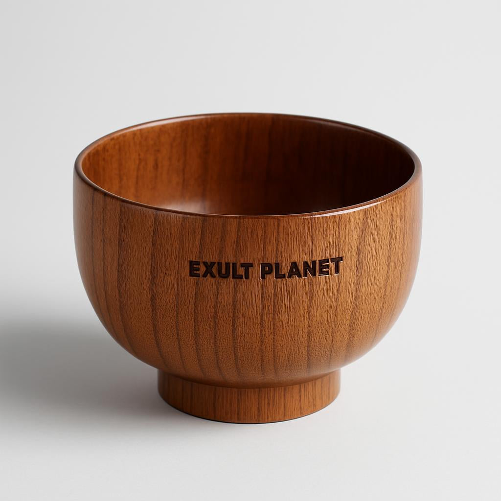 Eco-Friendly Wooden Bowls and Cup Set - Natural, Stackable, Biodegradable