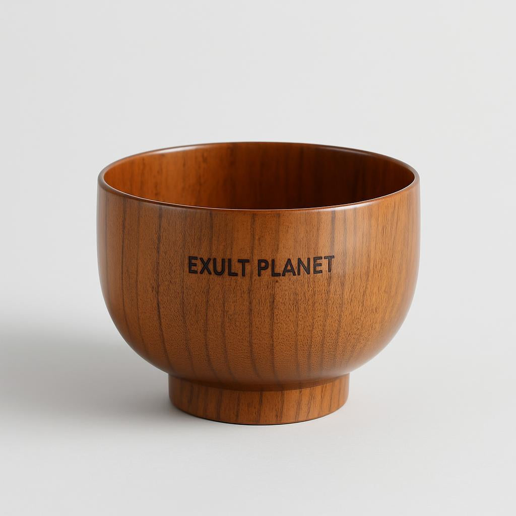 Eco-Friendly Wooden Bowls and Cup Set - Natural, Stackable, Biodegradable