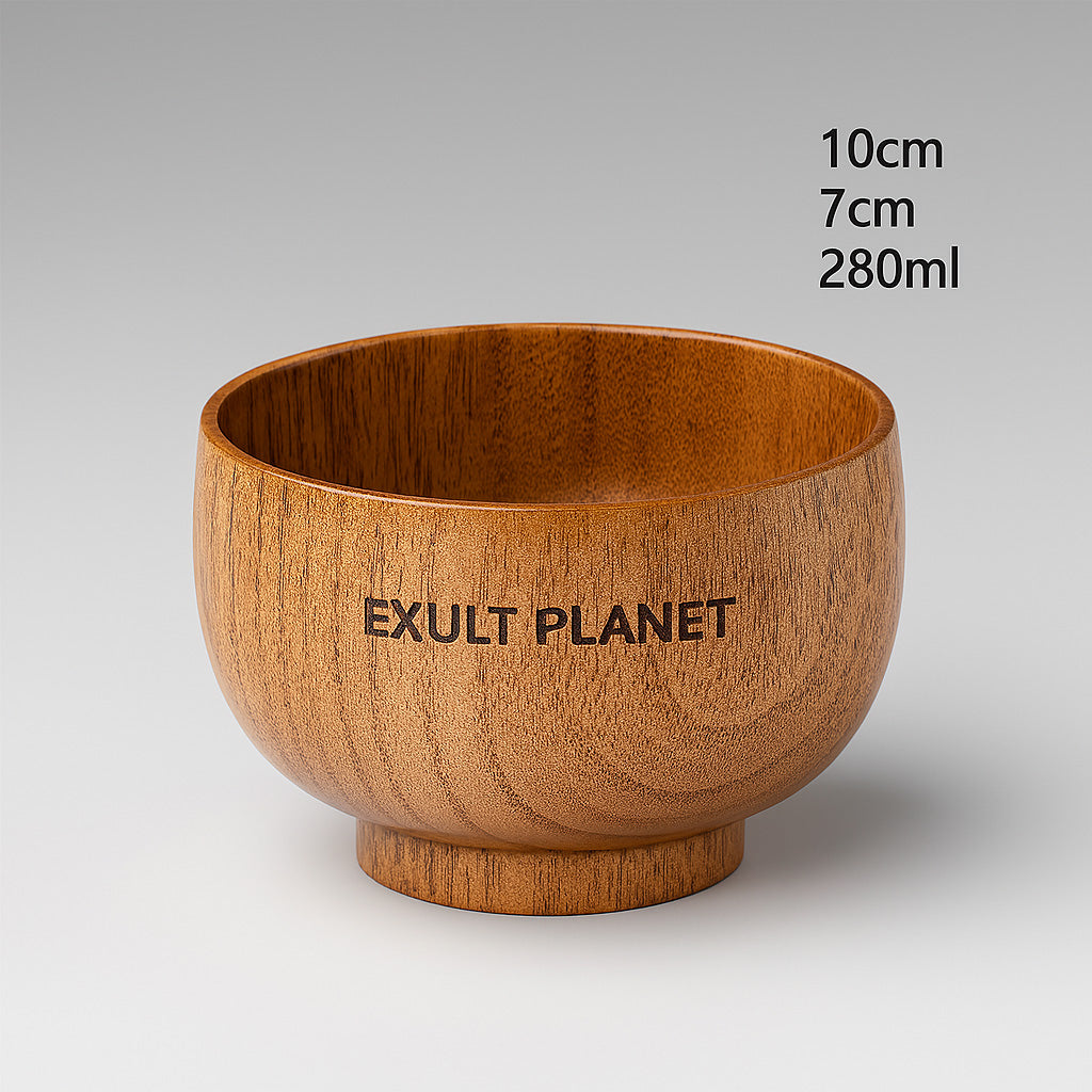 Eco-Friendly Wooden Bowls and Cup Set - Natural, Stackable, Biodegradable