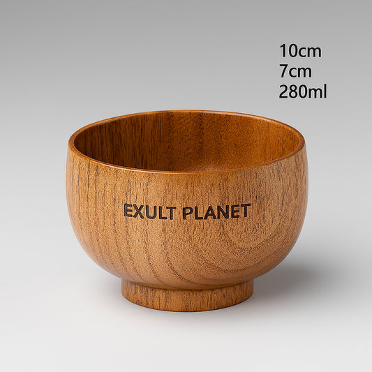 Eco-Friendly Wooden Bowls and Cup Set - Natural, Stackable, Biodegradable
