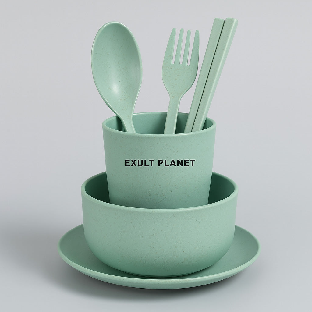 Eco-Friendly Biodegradable Dinnerware Set - Pink & Green Options