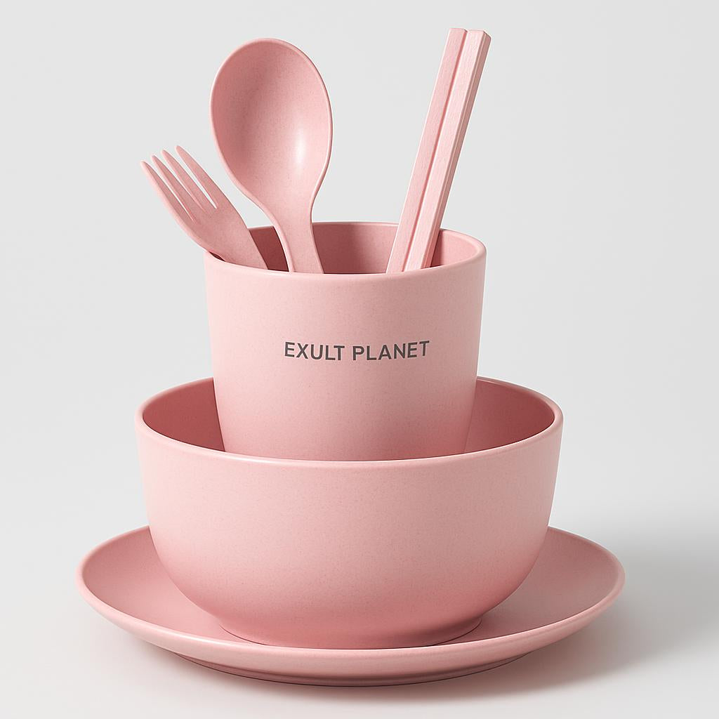Eco-Friendly Biodegradable Dinnerware Set - Pink & Green Options
