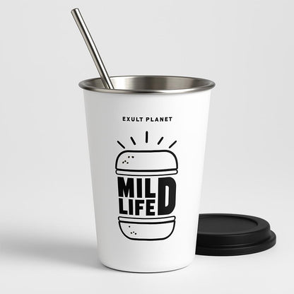 Eco-Friendly Stainless Steel Cups with Lids & Straws 350ml