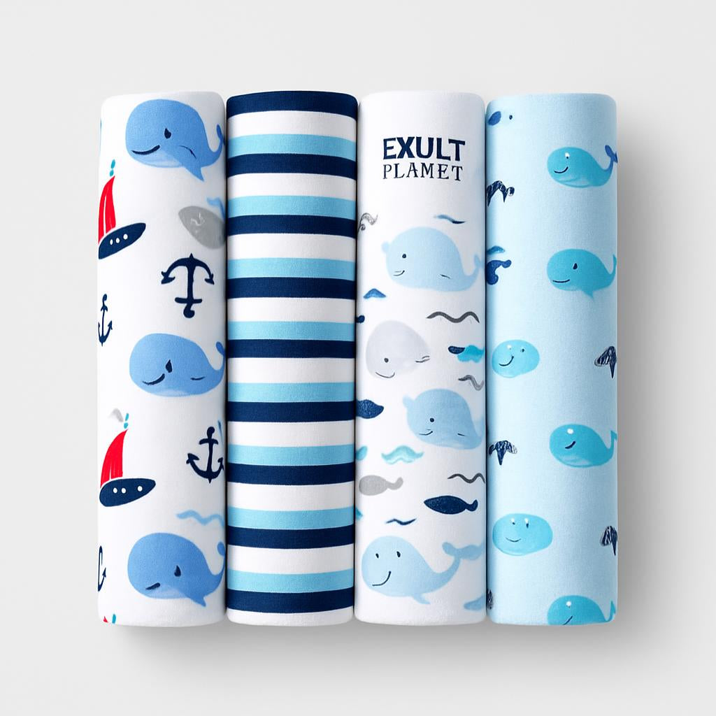 Organic Cotton Baby Receiving Blankets - Pink, White, Gray Patterns