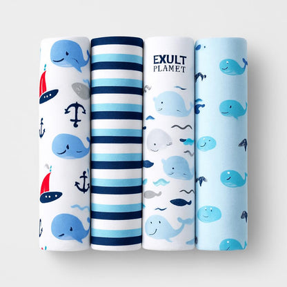 Organic Cotton Baby Receiving Blankets - Pink, White, Gray Patterns