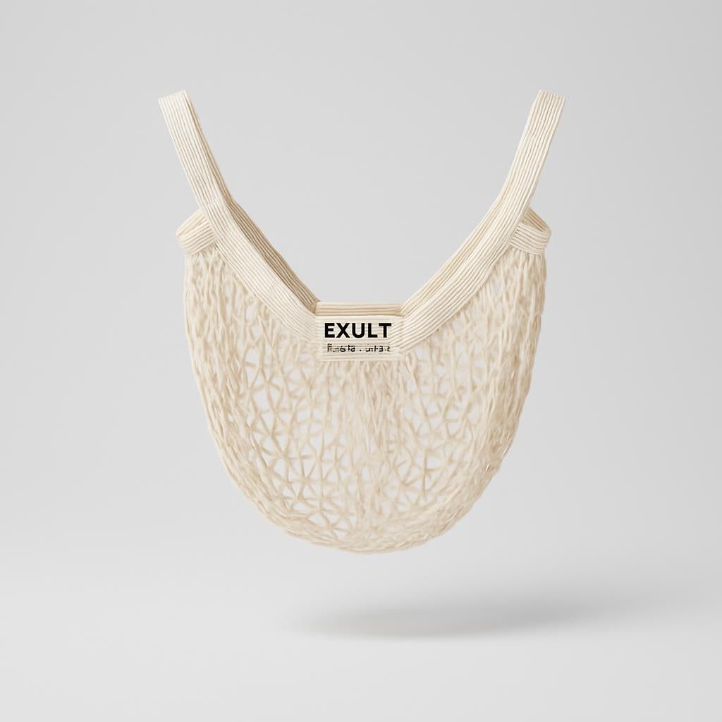 Eco-Friendly Reusable Mesh Shopping Bag - Natural Beige Cotton