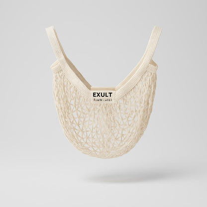 Eco-Friendly Reusable Mesh Shopping Bag - Natural Beige Cotton