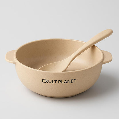 Eco-Friendly Biodegradable Rice Bowl and Spoon Set