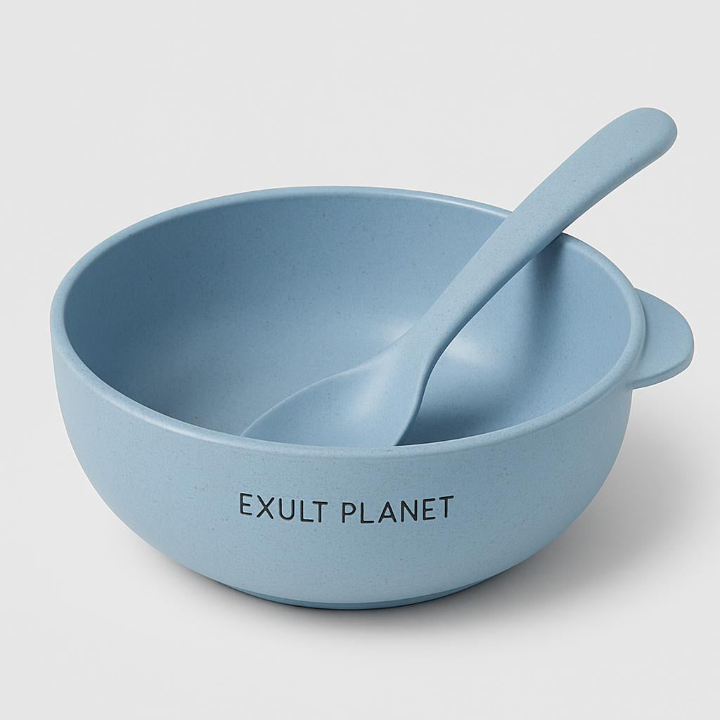 Eco-Friendly Biodegradable Rice Bowl and Spoon Set