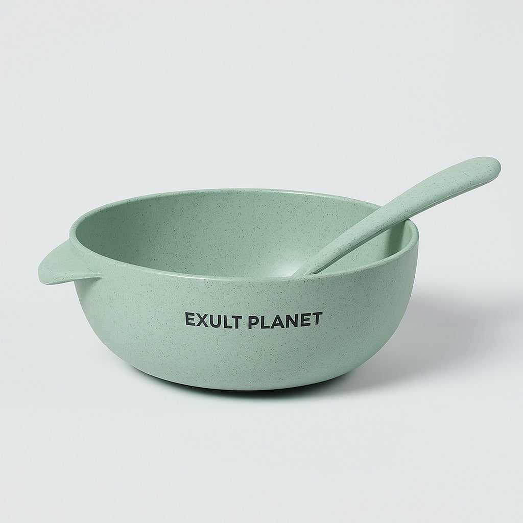 Eco-Friendly Biodegradable Rice Bowl and Spoon Set