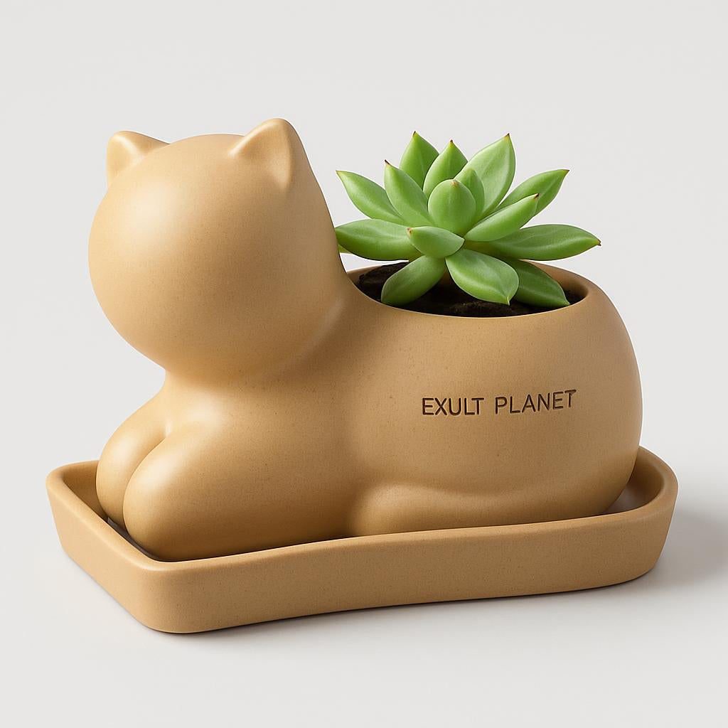 Eco-Friendly Elephant and Cat Succulent Planters