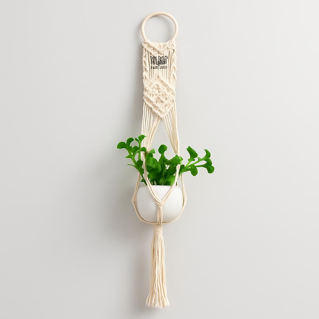 Eco-Friendly Macramé Plant Hangers - Natural Off-White Cotton