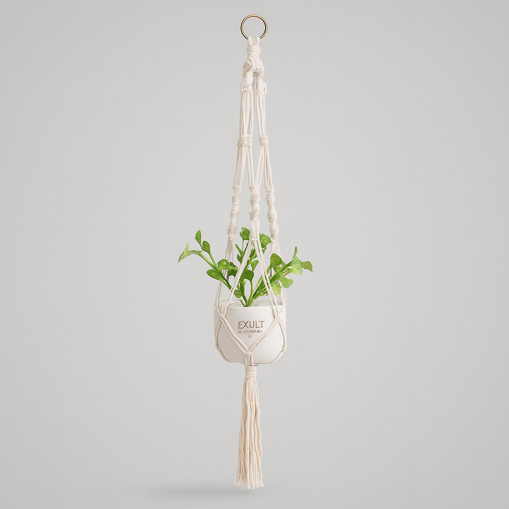 Eco-Friendly Macramé Plant Hangers - Natural Off-White Cotton