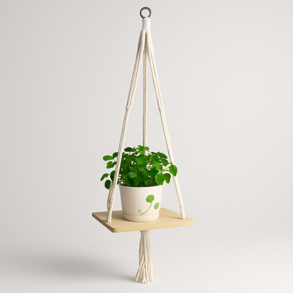 Eco-Friendly Macramé Plant Hangers - Natural Off-White Cotton