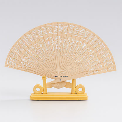 Eco-Friendly Natural Wood Folding Fan - Sustainable Cooling Solution