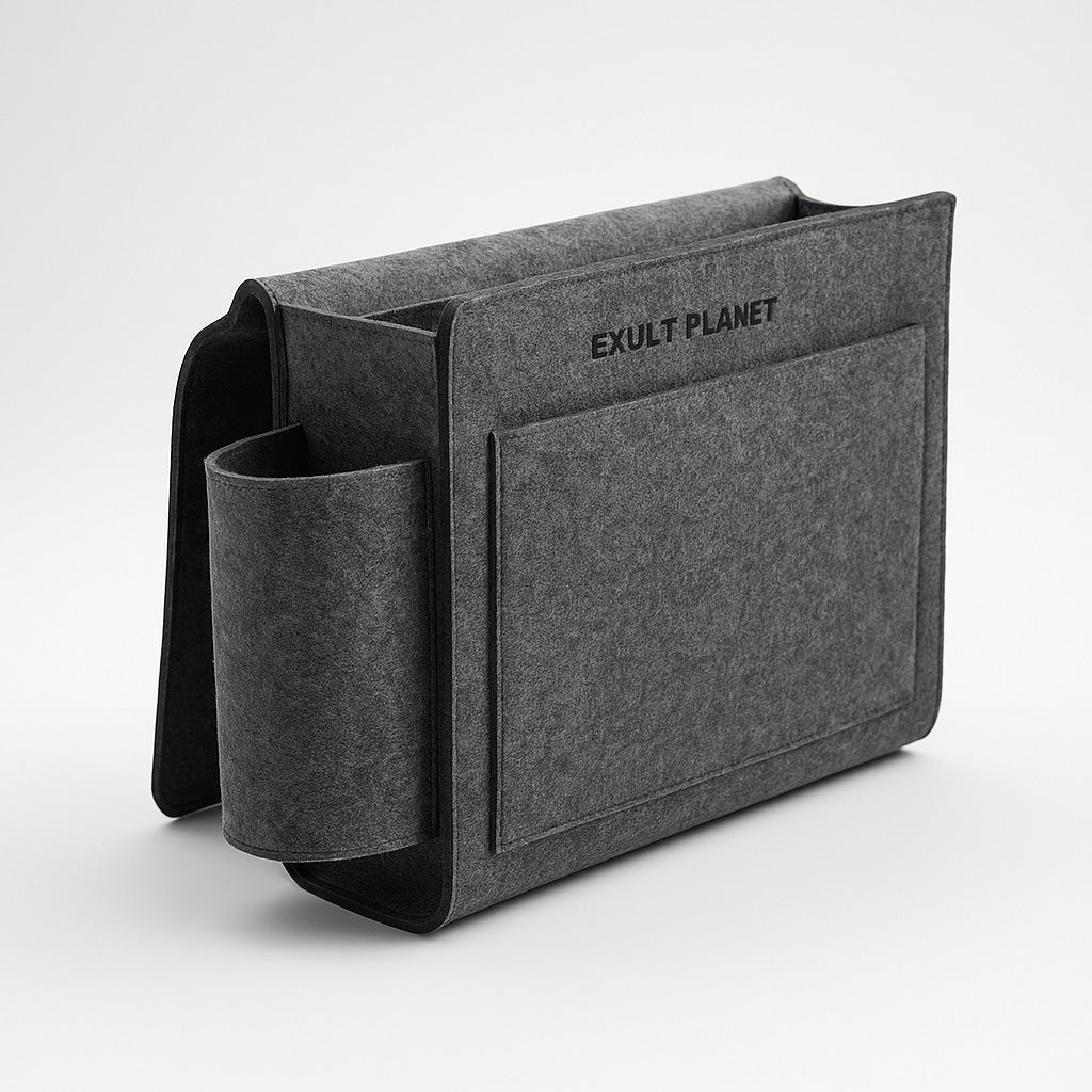 Gray Felt Storage Caddy Organizer - Eco-Friendly, Multi-Pocket Design