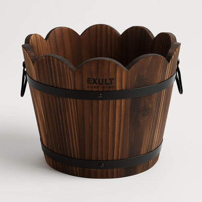 Carbonized Wooden Barrel Flowerpot - Eco-Friendly Planter