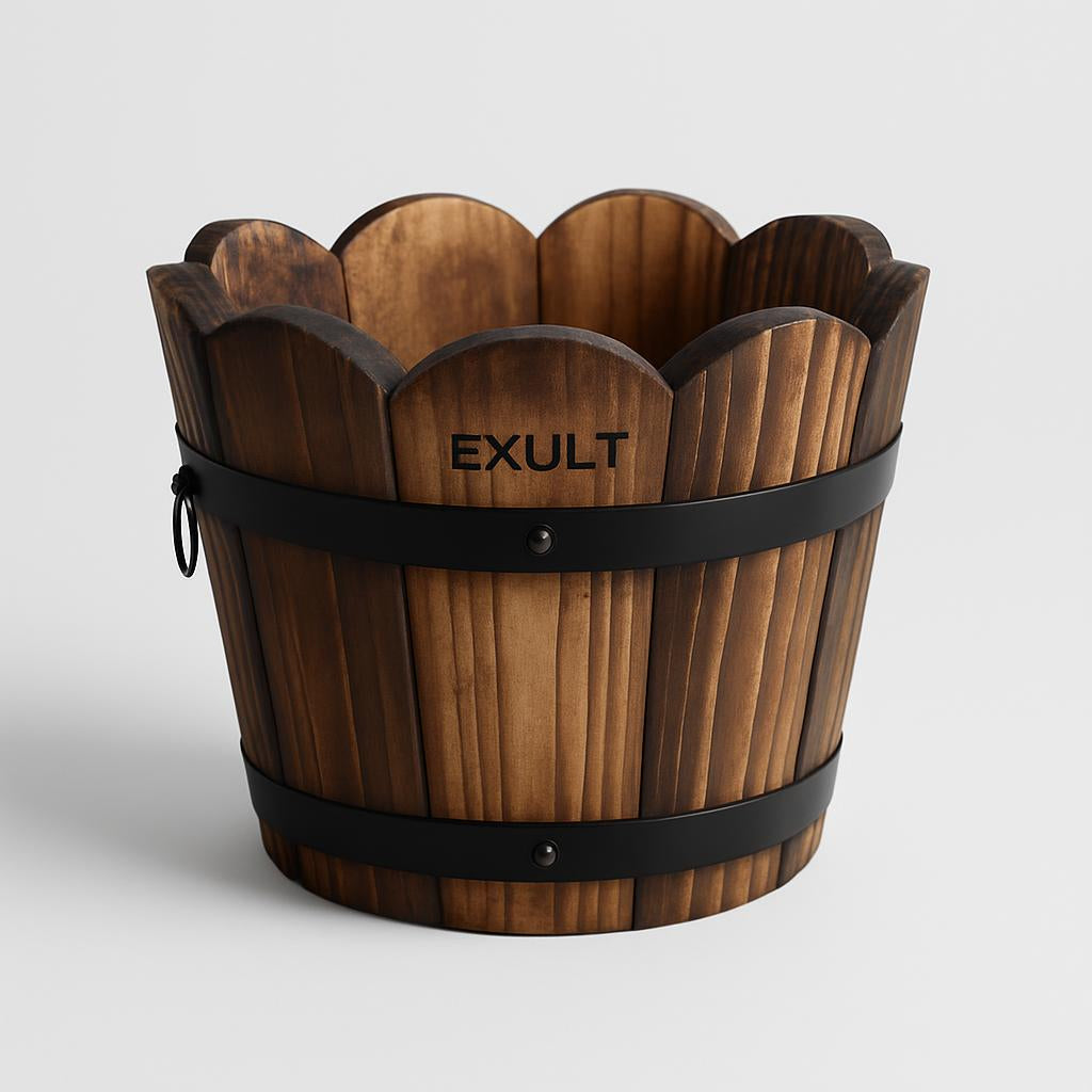 Carbonized Wooden Barrel Flowerpot - Eco-Friendly Planter