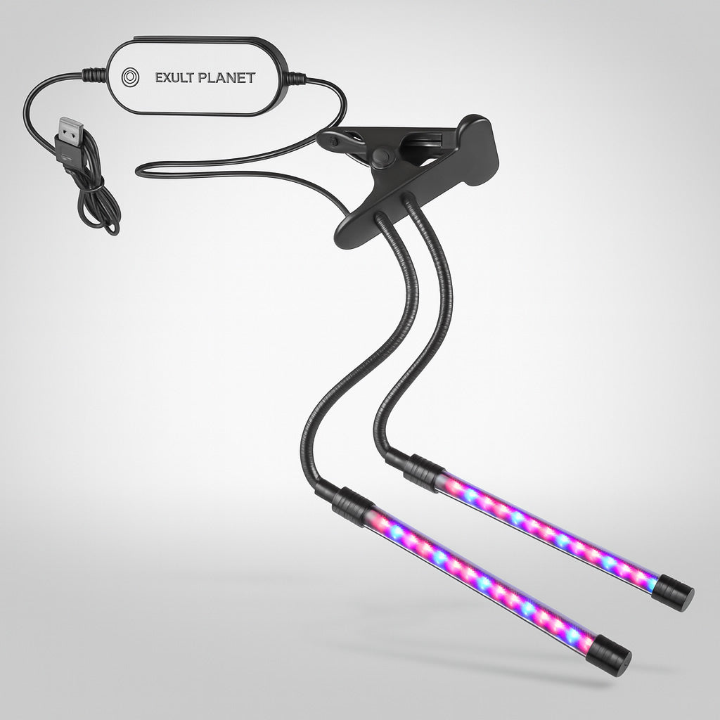 Dual-Head LED Grow Light for Indoor Plants - Energy Efficient & Flexible Design
