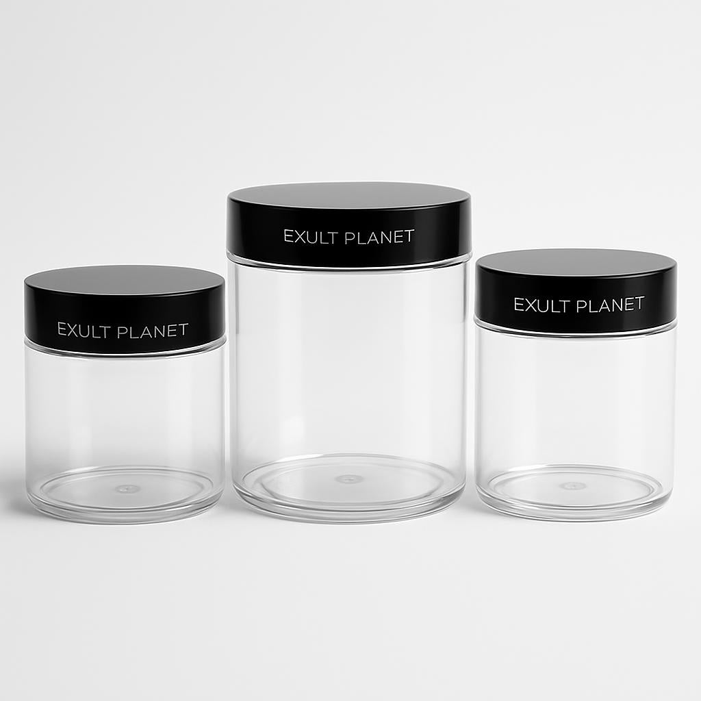 Eco-Friendly Clear Cream Bottles with Black Lids