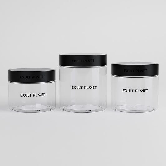 Eco-Friendly Clear Cream Bottles with Black Lids for Sustainable Storage