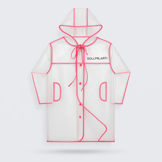 Transparent Eco-Friendly Raincoat with Pink Trim