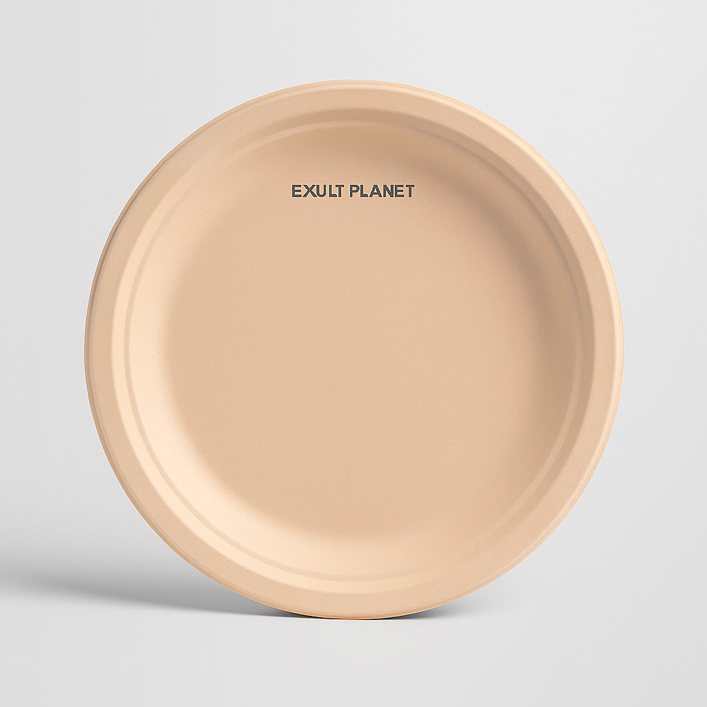 Eco-Friendly Biodegradable Round Dinner Plates - Natural Beige