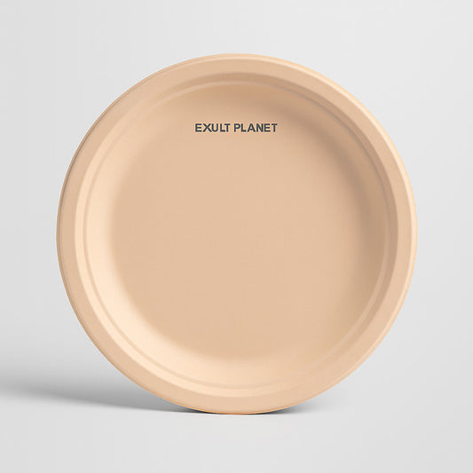 Eco-Friendly Biodegradable Round Dinner Plates - Natural Beige