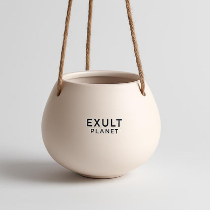 Eco-Friendly Light Pink Ceramic Hanging Planter