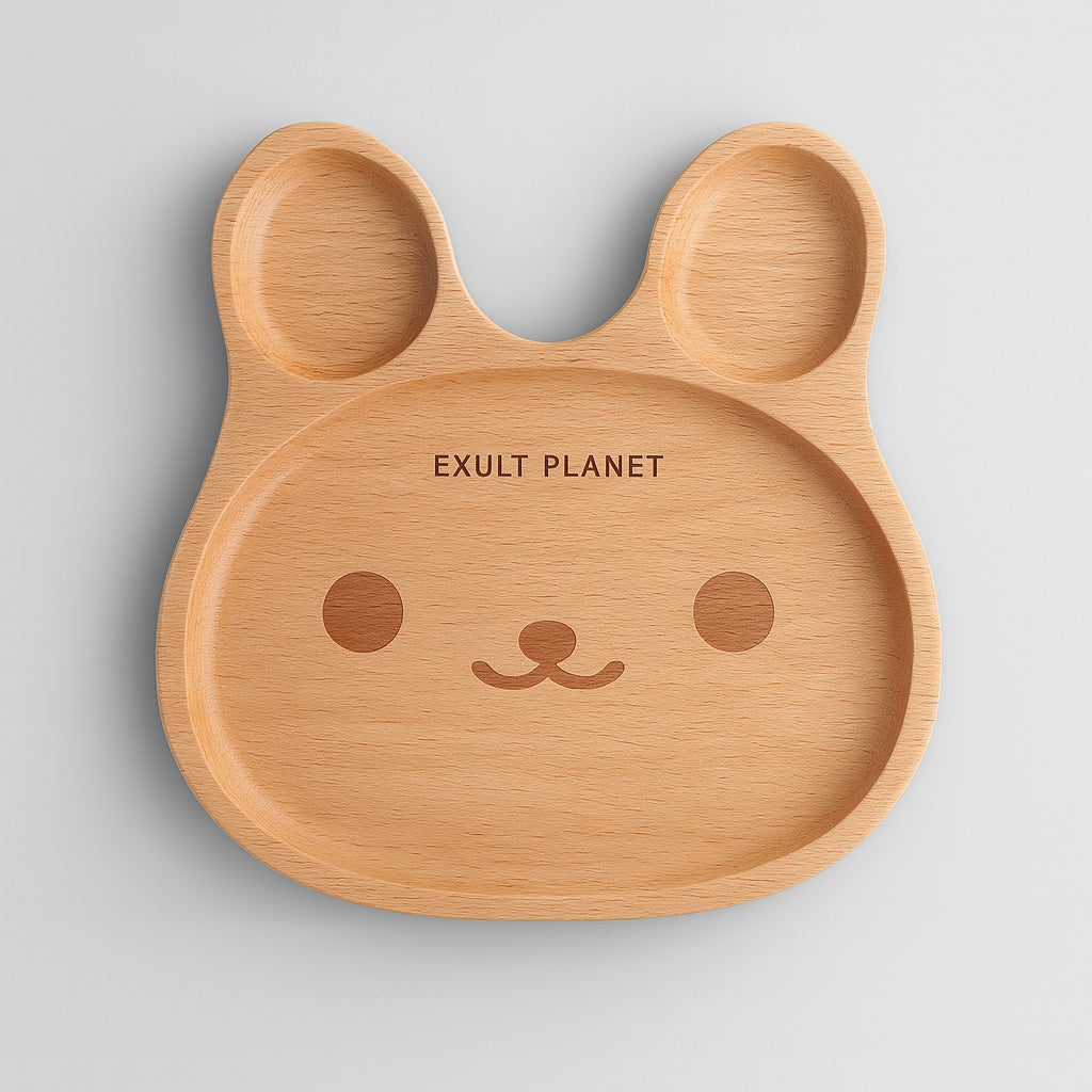 Eco-Friendly Animal-Shaped Wooden Plate for Kids