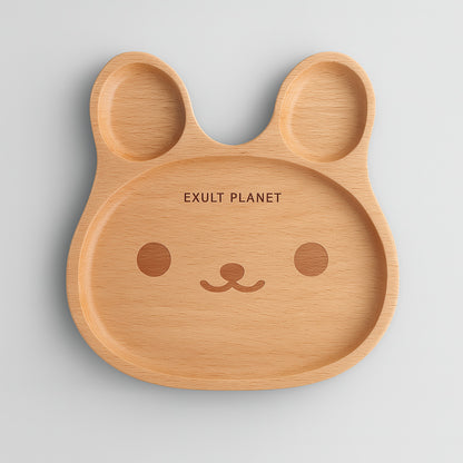 Eco-Friendly Animal-Shaped Wooden Plate for Kids