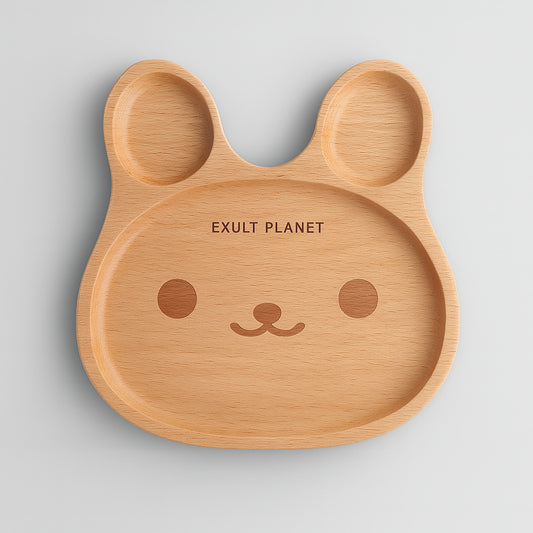 Eco-Friendly Animal-Shaped Wooden Plate for Kids