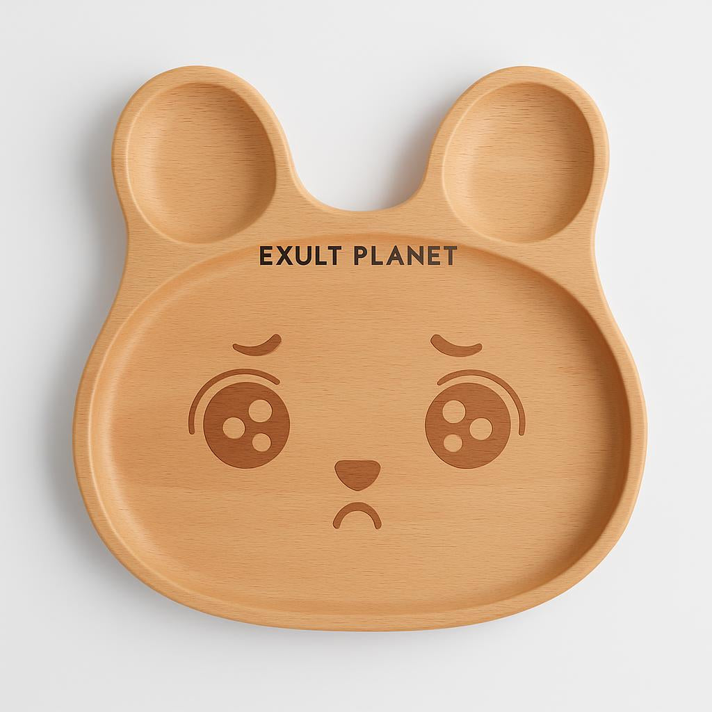 Eco-Friendly Animal-Shaped Wooden Plate for Kids