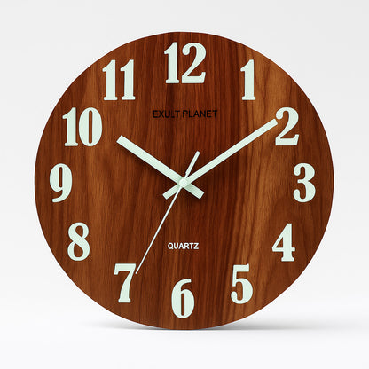 Glow in the Dark Wooden Wall Clock for Eco-Friendly Home Decor