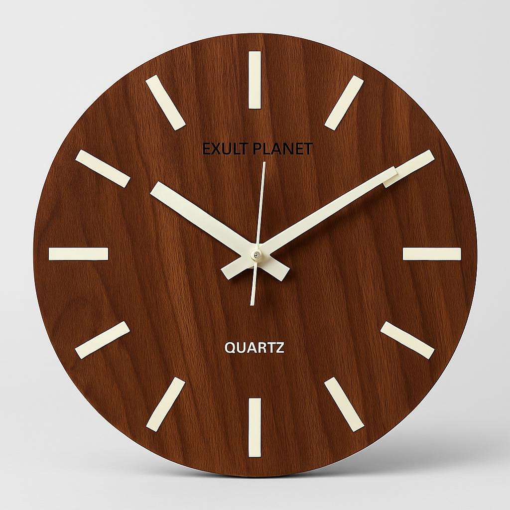 Glow in the Dark Wooden Wall Clock - Eco-Friendly Home Decor