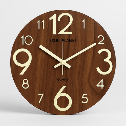 Glow in the Dark Wooden Wall Clock - Eco-Friendly Home Decor